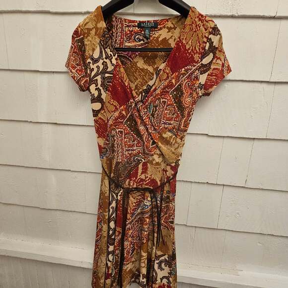 Lauren Ralph Lauren Dresses & Skirts - Lauren Ralph Lauren Paisley Faux Wrap Belted Dress Petite Medium